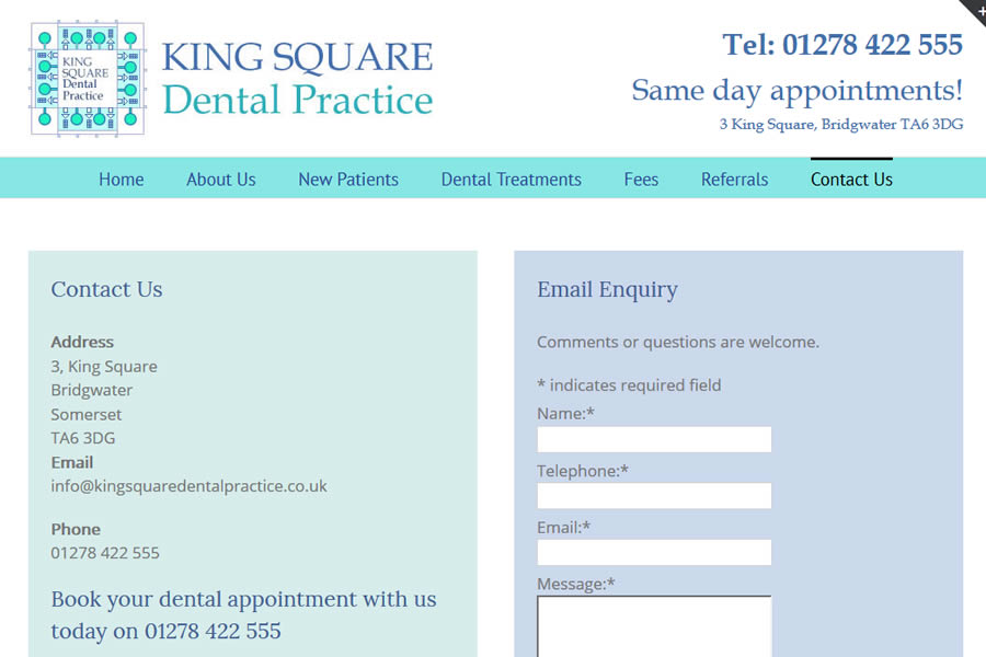 King Square Dental Practice - Dentist website designers in Somerset